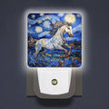 LED Night Lights Plug into Wall,Starry Night Running Horse Decorative Night Lights Plug into Wall with Auto Light Sensor for Boys Girls Bedroom Decorative Nightlight Led Lamp