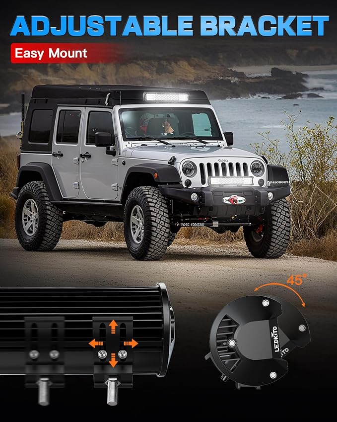 20 Inch LED Light Bar 280W 36000LM LED Off Road Driving Lights Spot Flood Combo with Rocker Switch 20AWG Wiring Harness Kit Work Fog Lamps for ATV UTV SUV Trucks Pickup Tractor Golf 4x4 Boat