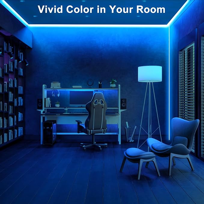 32.8ft Blue COB Led Strip Lights with RF Remote, Dimmable Bright Adhesive Indoor Led COB Light Strip for Cabinet, Paintings, Room, Bed