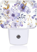 Elegant Purple Flowers Night Light, Watercolor Flowers Nightlight Plug into Wall with Dusk to Dawn Sensor for Kid Girls Boys Women Men Bedroom, Hallway, Kitchen, Bathroom, Stairs Decor