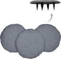 Ei Circular 15.5” Stepping Stones with Ground Stakes - Home or Garden Step Stones for Outdoor Walkway or Pathway Pavers - Resin Material (8, Light Grey Stone)