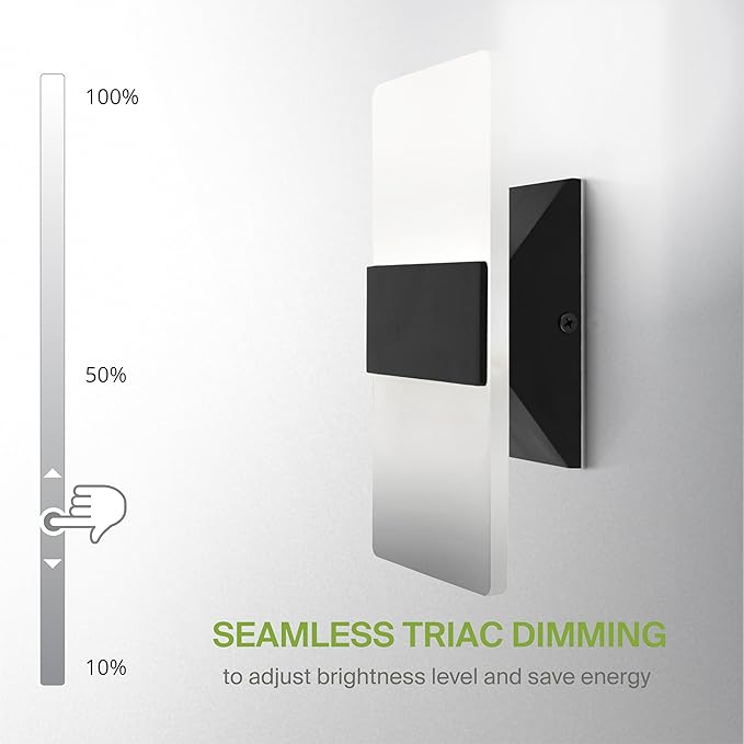 ASD LED Indoor Wall Mount Light Fixture - 8 Inch 10W Modern Interior Matte Black Dimmable Wall Sconce Light - ETL 2700K-5000K Adjustable - Hallway, Bedroom LED Wall Lights