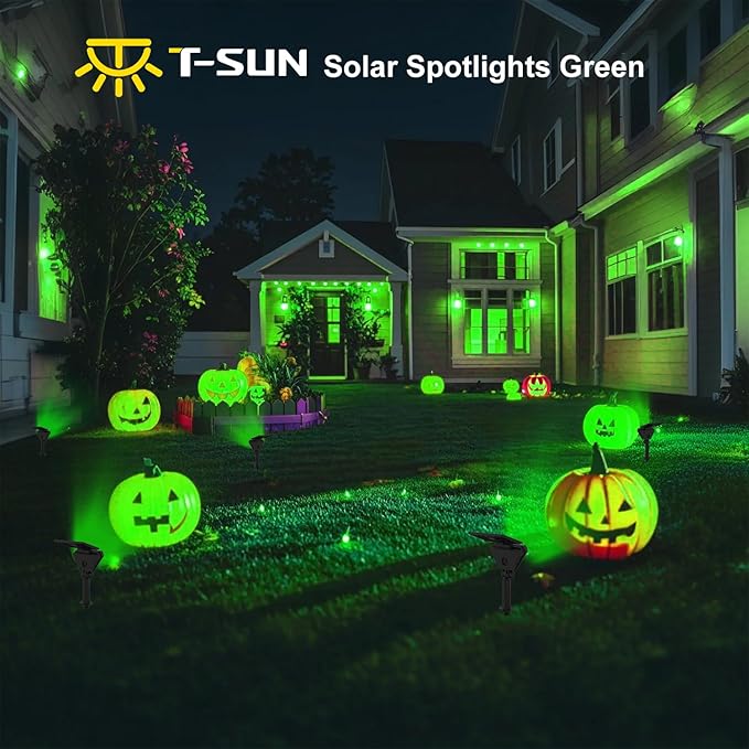 T-SUN Solar Lights Outdoor Waterproof IP65, 12 Pack LED Solar Spot Lights Color Changing IP65 Waterproof Smart Auto On/Off for Outside Landscape Garden Yard Lawn Pathway Patio Driveway