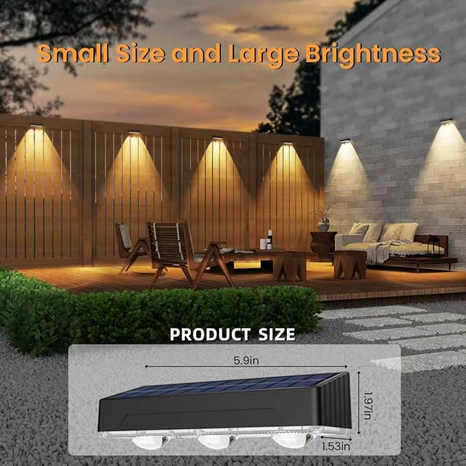 Solar Fence Lights Outdoor，Solar Wall Lights Outdoor Warm/Cool White + RGB Color Changing for Wall,Patio,Backyard,Railing Deck,Porchaily&Holiday Decorations (4)