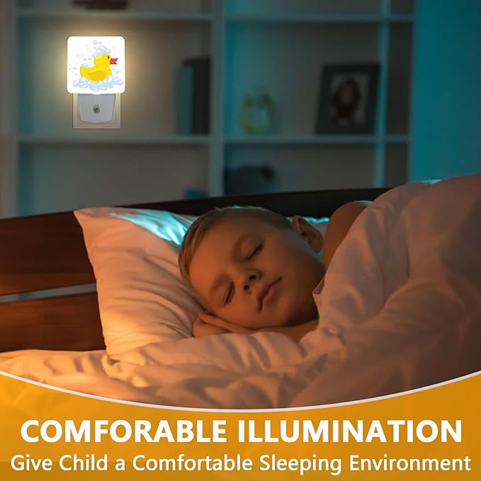 Night Light, Plug-into Cartoon Duck Nightlight White LED Lamp, Energy Efficient Decor Desk Lamp for Bedroom Hallway Stairs Bathroom