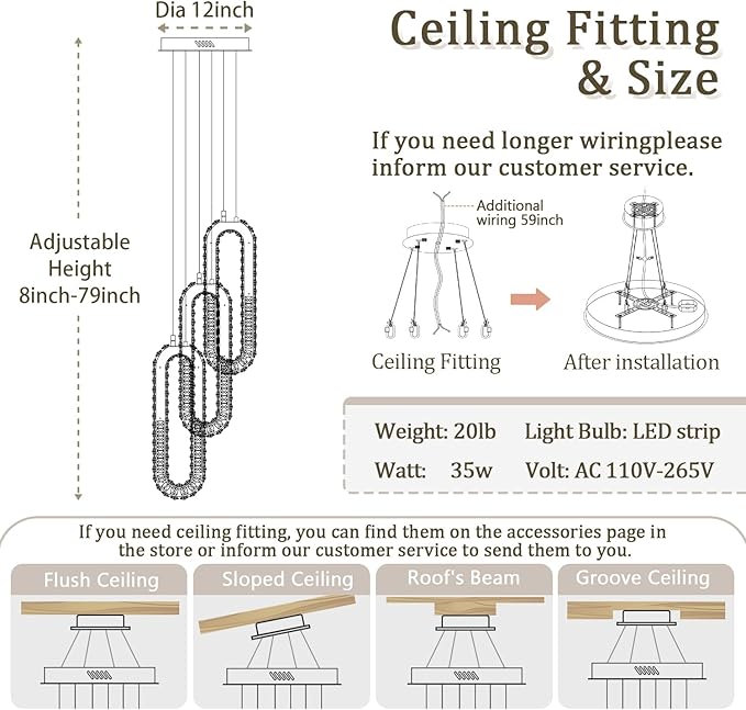3-Light Modern Pendant Light Crystal Ring Chandelier Silver LED Pendant Lighting Fixture for Dining Room Kitchen Living Room Foyer Hallway Bedroom
