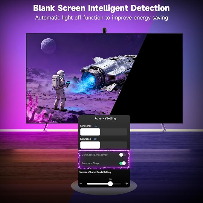 FFJ TV Lights That Change with TV, 11.5ft RGB Immersive LED Strip Backlight with 32-50 Inch Screen, Smart App Control, Music Sync, for Home Decoration - Upgraded Version