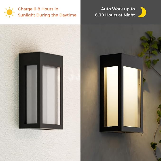Solar Yard 4-Pack Outdoor Wall Lights, Light Fixture, LED Exterior Lighting fixtures for Outside, Front Porch Lights, Waterproof Wall Sconce Lantern Lamp for House, Patio, Doorway, Frosted Square