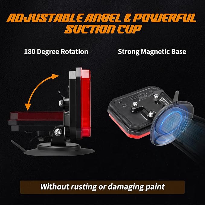 Wireless Trailer Lights Magnetic - Dual Function Magnetic Tow Light with Strobe Lights Reverse Light 2-IN-1 Towing Lights Kit for Trucks, Boat, RV, Vehicle, Caravan