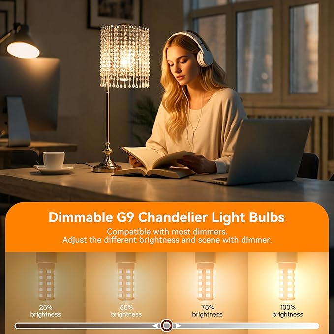 TJOY 12 Pack Dimmable G9 LED Bulb 4W Equivalent 40 Watt, 2700K Soft Warm White, T4 G9 Bi-pin Base Halogen Replacement, G 9 Socket Light Bulb for Chandelier Wall Sconce, 120V No Flicker, 450LM