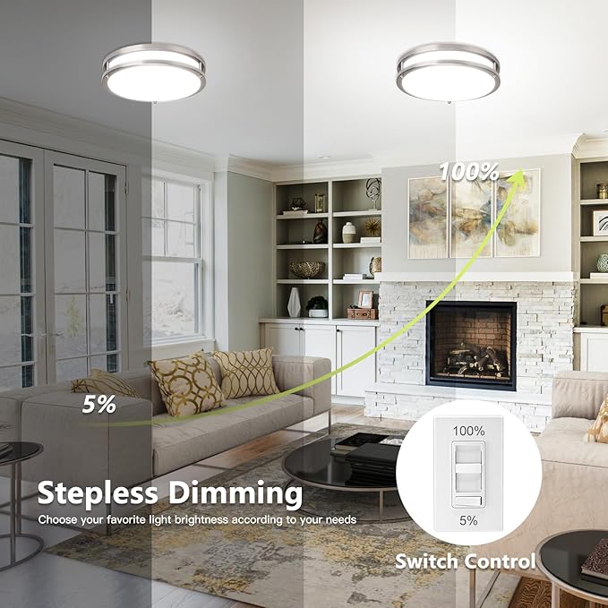 13 Inch Flush Mount Ceiling Light - 2 Pack 36W 3000K/3500K/4000K/5000K/6000K Dimmable Led Ceiling Light Fixture for Kitchen Hallway Bedroom Bathroom