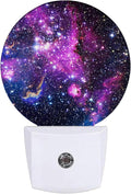 Starry Sky Night Light Purple Galaxy Space Night Lights LED Lamp Round Plug into Wall Nightlight with Dusk to Dawn Sensor Home Hallway Stairway Kitchen Decor