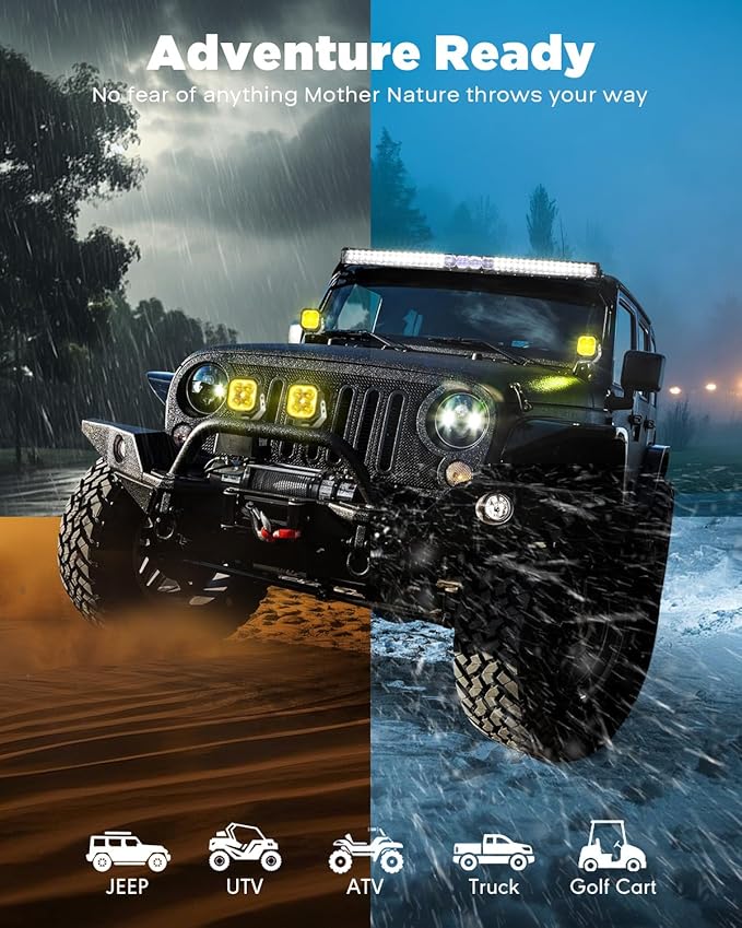 Auxbeam Color Play Series Spot Beam 3" 100W LED Pods, Amber White DRL & Turn Signal, Dual Color Lens Covers, 11600LM Cube Lights Offroad Fog Bumper Ditch Lights, for 4x4 Jeep Ford Polaris Can-am