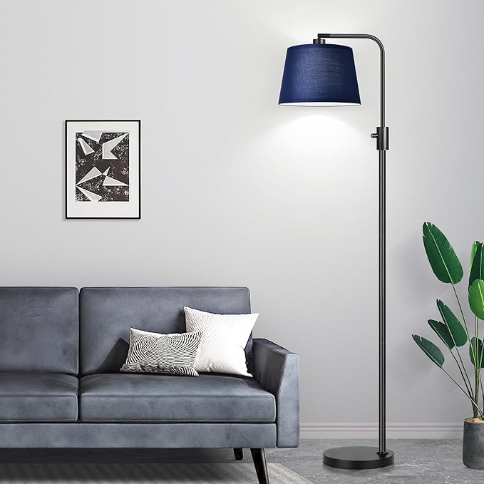Nintiue 【Upgraded】 Dimmable Floor Lamp, 1000 Lumens LED Edison Bulb Included, Modern Arc Standing Tall Floor Lamp for Living Room Bedroom Office Dining Room - Blue