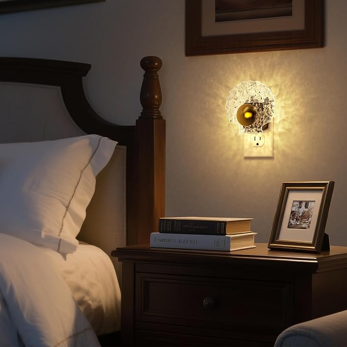 DORESshop LED Night Light, Night Lights Plug into Wall, Dusk-to-Dawn Sensor, 3000K Soft White, 0-100LM Adjustable Brightness Dimmable Night Light Plug in, Ideal for Home Bathroom Decor