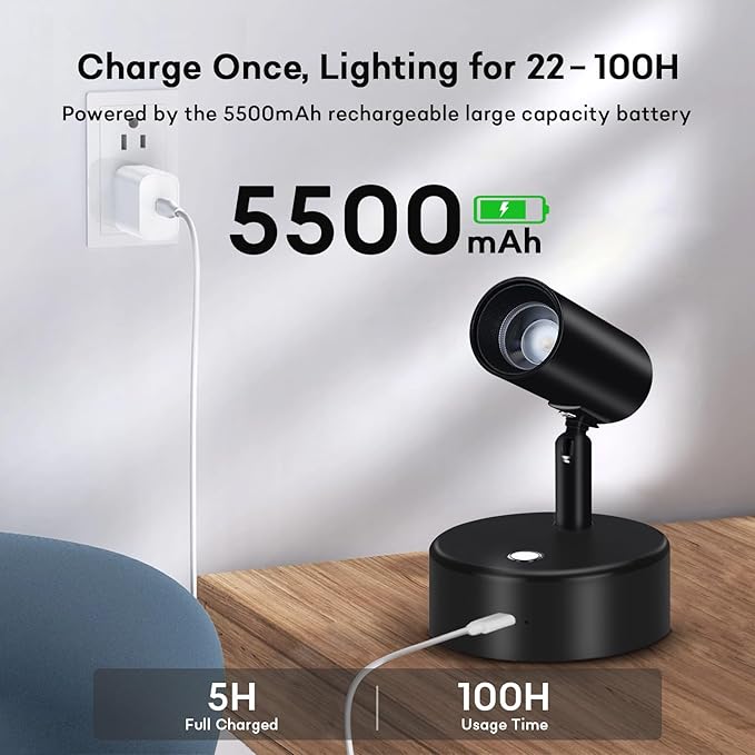 Lightess RGBW Spot Lights Indoor 5500mAh Rechargeable Uplighting with Remote, 13 Color Changing LED Wireless Spotlight Indoor, Dimmable Battery Operated Spotlight for Plant Picture Party Decor, 2 Pack