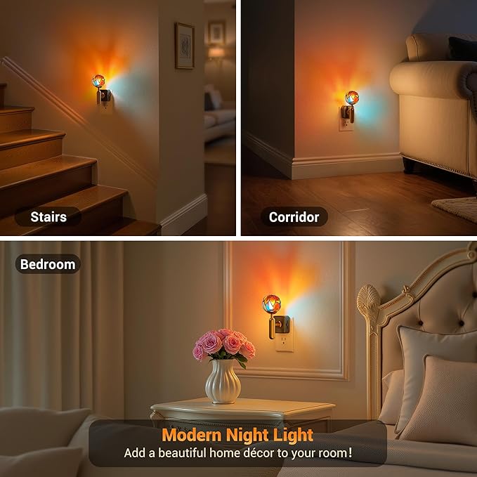 JandCase Night Light Plug in, Night Lights Plug into Wall, 3000K Soft Light LED NightLights, 0-100LM Dimmable Night Light, Built in Dusk to Dawn Sensor for Hallway Bedroom Stairway