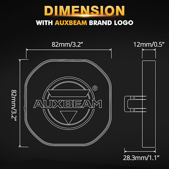 Auxbeam XP-Ultra Series 3 Inch Black Protective Light Covers, Offroad LED Pods Lens Cap, On Road/Off Road, Snap-On Design, for 3" Specific Light Models, 2 Packs