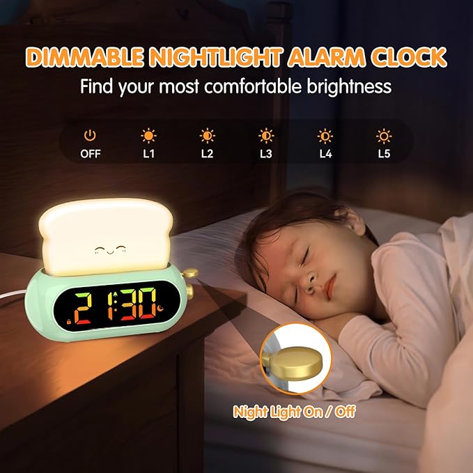 Netzu Alarm Clock for Kids, OK to Wake Clock with Night Light and Sound Machine, Pink Clock with 10 RGB Color, 6 Alarm Tones, Nap Timer, Snooze, Bedside Clocks for Boys Kids Teens Birthday Gifts
