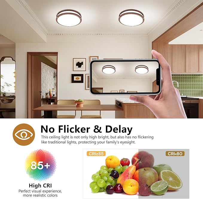 12 Inch Flush Mount Ceiling Light - 2 Pack 36W 36W 3000K/3500K/4000K/5000K/6000K Dimmable Led Ceiling Light Fixture for Kitchen Hallway Bedroom Bathroom