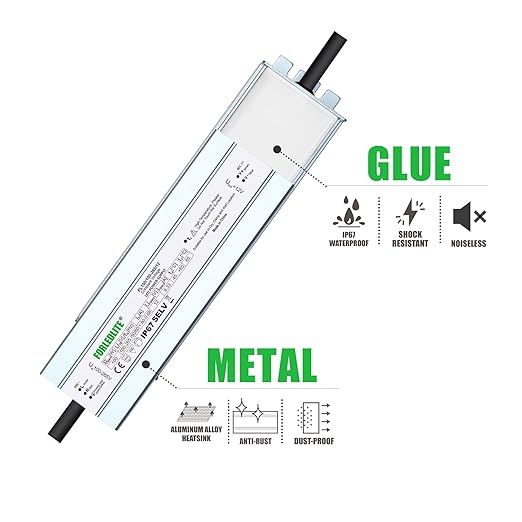 Wide Input 100~265V AC to DC 12V 100W Output IP67 Waterproof Constant Low Voltage LED Power Supply Transformer Driver with Preparation Input Plug for Outdoor Indoor LED Lights