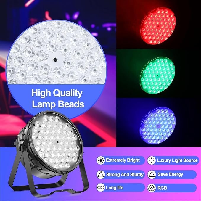 BETOPPER Stage Lights for Parties, 54x3W LED Par Light RGB, 5600Lumens DMX DJ Lights Sound Activated,Strobe Wash Lighting for Party, Wedding, Club, Concert and Festival