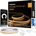 2000K Orange Color Smart COB Led Strip Light with App and Remote Control, 16.4ft 2000K WiFi Yellow Led Light Strip Compatible with Alexa Google, Dimmable Indoor Led Lights for Home, Hotel