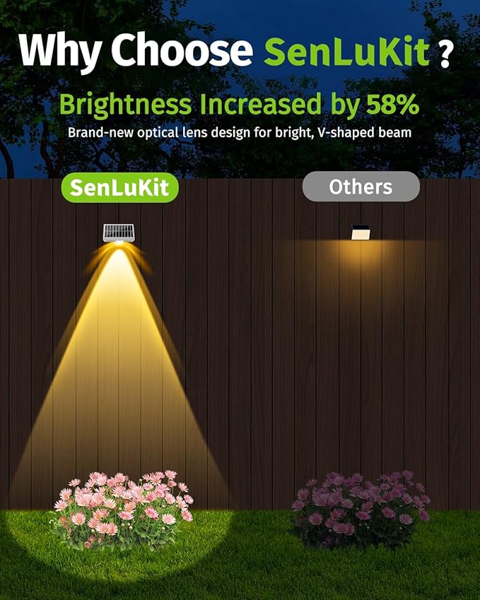 Solar Fence Lights Outdoor Waterproof High Brightness LED Spot Lens Deck Lights 7 Mode Warm & Cool White RGB Solar Powered Wall Lighting Decor for Outside Patio Step Backyard Railing - 8 Pack(White)