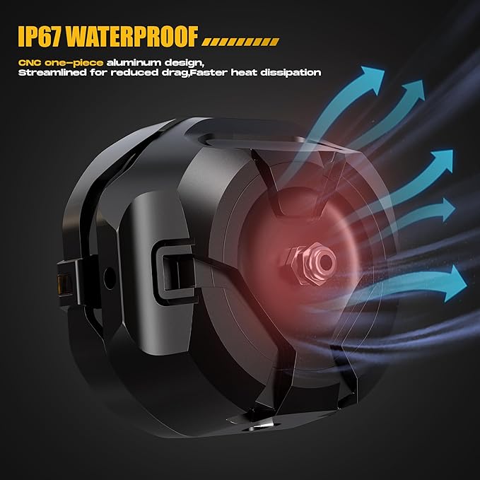 Future Eyes Motorcycle Driving Lights – 180W LED Fog Lights with Amber & White Beams, Waterproof Auxiliary Spotlights with DRL, Strobe, Signal, for Night Riding Off-Road UTV ATV