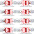 LED Combo Exit Sign Emergency Light, Commercial Emergency Exit Lights with Battery Backup, Double Sided and Adjustable Two LED Head, Fire Resistant UL 94V-0, AC 120/277V (8 Pack)