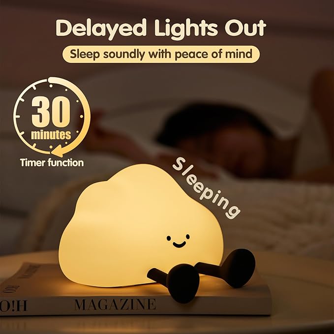 Cloud Night Light for Kids, Adorable Touch Night Lamp Silicone Dimmable LED Nightlight for Nursery Rechargeable Bedside Night Lights for Bedrooms Breastfeeding Holiday Gift for Boys & Girls