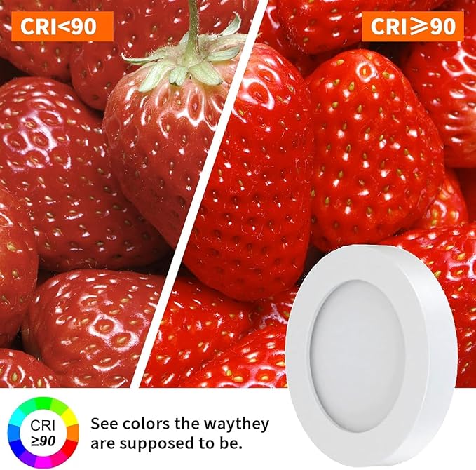VST Under Cabinet Lights CCT 3000K-6000K, Puck Lights Color Temperature and Brightness Adjustable with Touch Switch and ETL Listed Led Driver, Plug in Led Light for Kitchen Under Cabinet 10pack