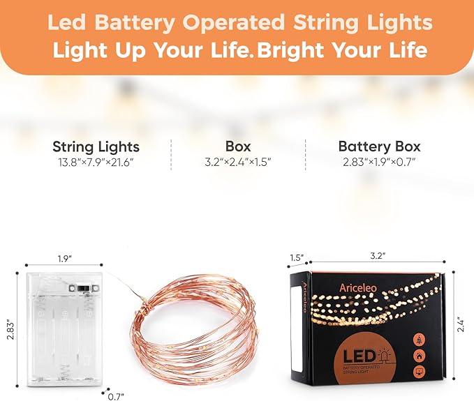 1 Pack 16.4ft Battery Operated String Lights with Timer, Green with Synchronized Twinkle Mode, Fairy Lights Battery Powered, 50 LEDs, Idea for Christmas Bedroom Party Wedding