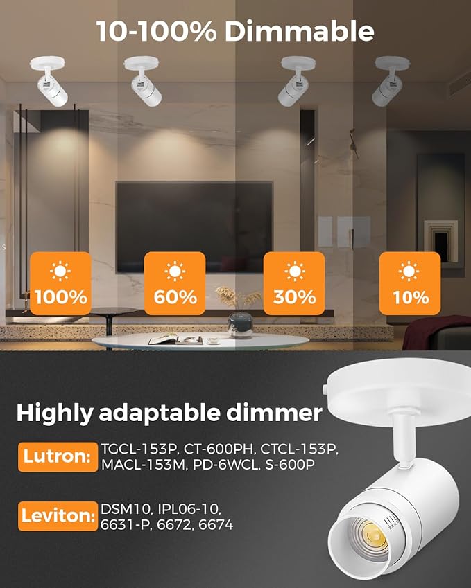 Zoomable LED Ceiling Spot Lights Indoor Adjustable Ceiling Spotlight Fixture Directional Ceiling Light Dimmable Flush Mount Can Accent Lighting for Kitchen Art Picture - 12W 1000lm White 4000K