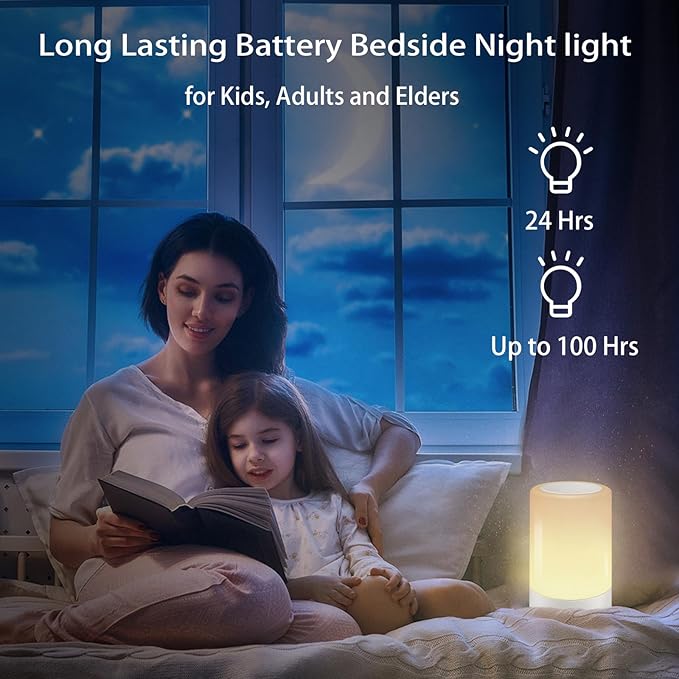 G Keni Nursery Baby Night Light for Kids, Portable LED Touch Night Lamp for Kids and Adult, Breastfeeding, Sleep Aid, USB Rechargeable Nursing Lamp, Bedside Dimmable Warm Night Light (2 Pack)