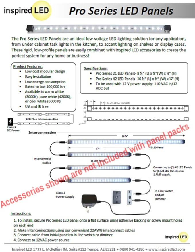 Inspired LED® | Pro Series | 42 LED 6 Panel Pack ~6000K Cool White | LED Light Panels