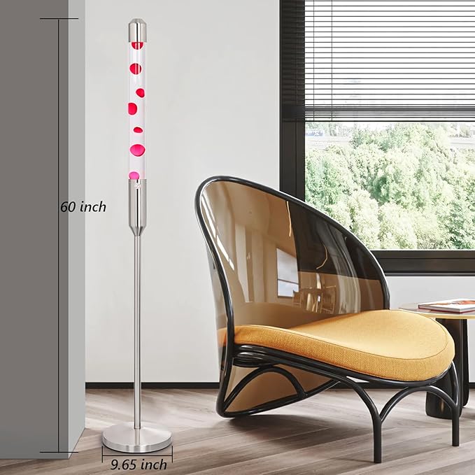 59-Inch Liquid Motion Lamp,Magma Lamp, Mood Relaxation Light，Suitable for Home Decoration, Living Room, Office, Bedroom, café (59 inch Clear Water red Wax/Silver)