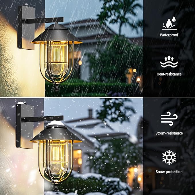 merley Porch Lights Outdoor Modern Wall Lights with Dusk to Dawn Sensor, Rust-Proof & Weather-Resistant Design, Easy to Install – Ideal for House