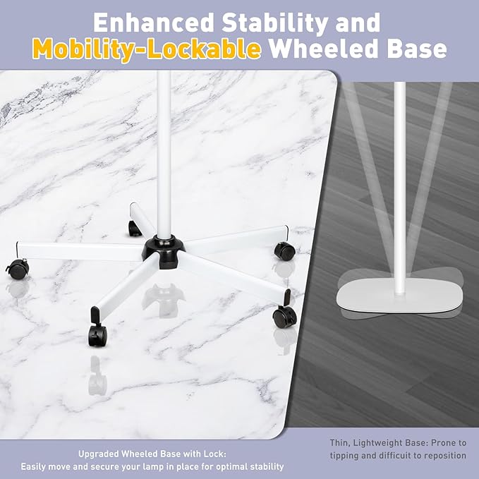 10X Magnifying Glass with Light and Stand, 2200 Lumens Dimmable Magnifying Floor Lamp, 2-in-1 Lighted Magnifier with 5 Wheels Rolling Base, Mag Lamp for Estheticians, Crafts, Reading, Facial
