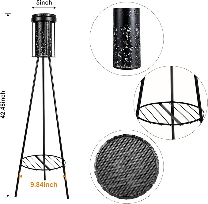 Outdoor Solar Floor Lamps RGB Color-Changing Hummingbird Projection Metal Plant-Stand Garden Light,42.48" Waterproof Decorative Solar Lamp for Patio,Deck,Yard,Porch,Path