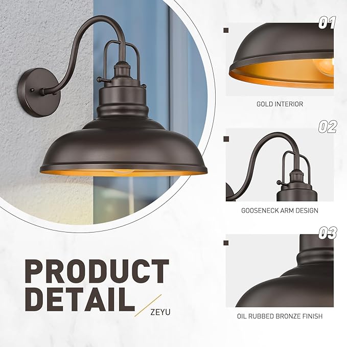 zeyu 2 Pack Barn Lights Outdoor, Outdoor Wall Sconces for Porch Patio, 18" Farmhouse barn Lights in Oil Rubbed Bronze Finish, 016-1BL-2 ORB