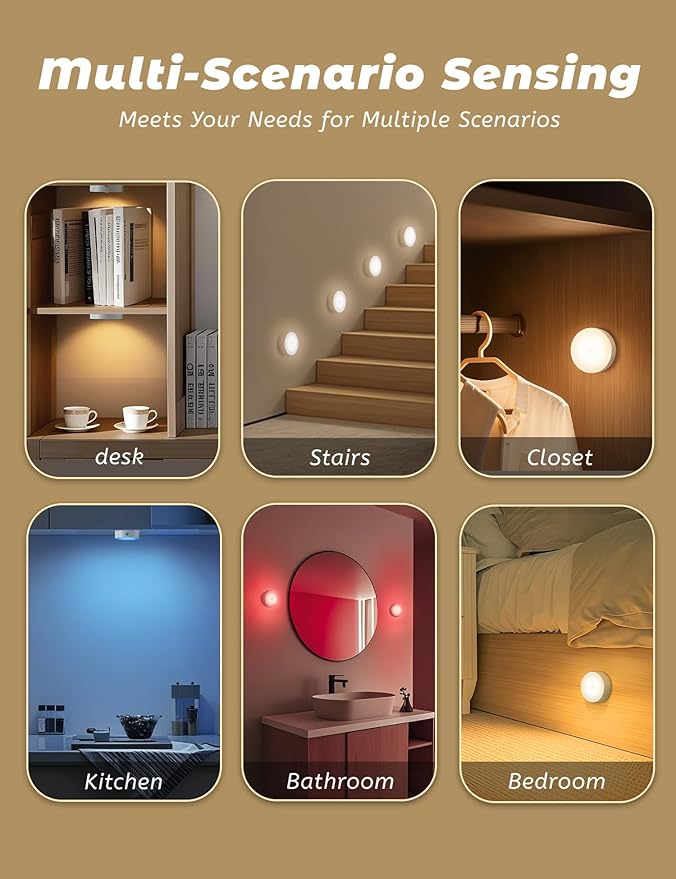 LED Tap, 6 Pack with Remote, 1200mAh Battery Rechargeable Puck Lights, Hooks Closets, Magnetic Stickers,Under Cabinet Lighting for Kitchen,Clost, Display Cabinet, Bookshlef, Indoor