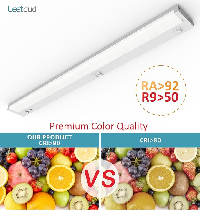 LED Under Cabinet Lighting Motion Sensored Hardwired with Built-in Dimmer, 32 Inch 16W Dimmable 5 Color 2700/3000/3500/4000/5000K, Linkable Eyes Care for Kitchen, Counter, ETL Listed, White