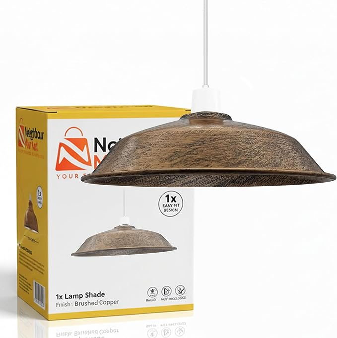 Vintage Metal Lamp Shade, Brushed Copper Metal Replacement Lamp Shade For Lighting Fixtures, Easy Fit DIY Light Guard Replacement Accessories (Type 4)