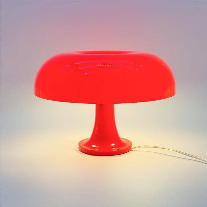 Lotus Atelier Red Mushroom Lamp for Room Aesthetic Modern Lighting for Bedroom Mid Century lamp | Cool Retro Living Room Decor | Table Lamp Mushroom Light Home Decor MCM (Red)