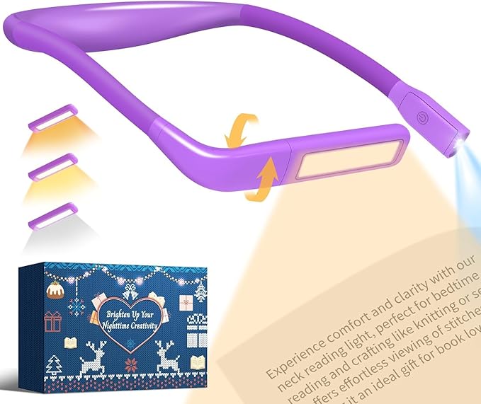 Neck Reading Lamp Purple Gifts For Women Book Lovers Knitting Crochet Accessories, Stocking Stuffers Christmas Birthday Present For Mom Wife Grandma Bible Readers Knitters Quilting Sewing Supplies