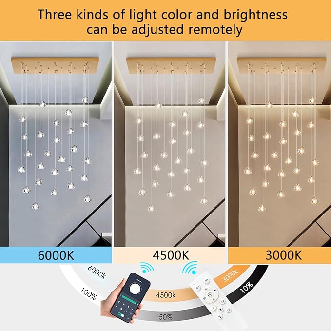 LED Rectangular Chandeliers for Living Room Dining Room Light Dimmable High Ceiling Pendant Lights Fixtures Lighting 26-Lights for Foyer Entryway Lighting Antique Gold