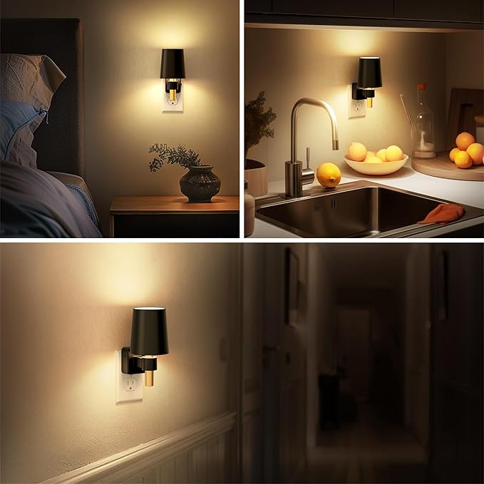 Night Light, Night Lights Plug into Wall, Dusk to Dawn Sensor, Soft White 3000K, 0-100LM, Plug in NightLight, Vintage Night Light Lamp for Hallway Bedroom Stairway