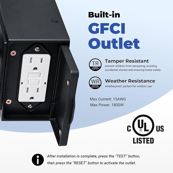 2-Pack Front Porch Light with GFCI Outlet, Black Motion Sensor Outdoor Light Fixtures Wall Mount, Exterior Wall Sconce with Adjustable Sense Range, 100% Aluminum Coach Lantern for Garage, Patio