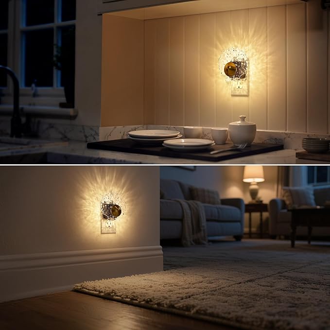 DORESshop LED Night Light, Night Lights Plug into Wall, Dusk-to-Dawn Sensor, 3000K Soft White, 0-100LM Adjustable Brightness Dimmable Night Light Plug in, Ideal for Home Bathroom Decor